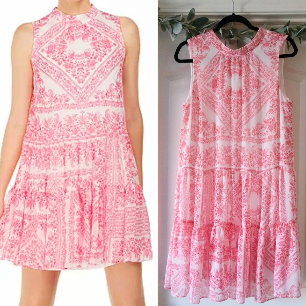 Calvin Klein Bandana Print Swing Dress Pink White